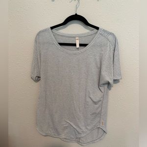 Lucy Light Gray Striped Short Sleeve Top